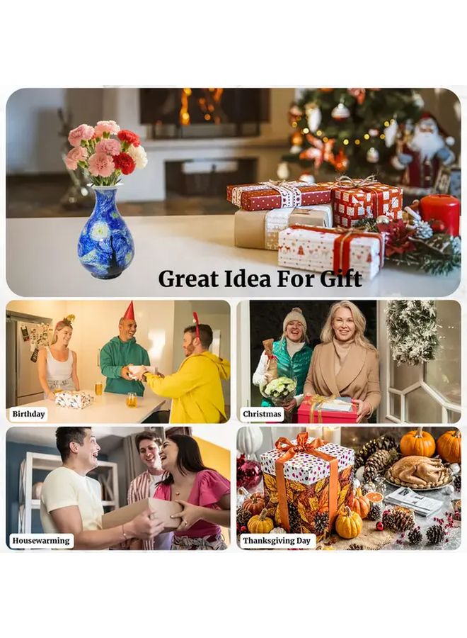 زهرية أحجية ثلاثية الأبعاد "ليلة مرصعة بالنجوم" 164 قطعة ديكور للمنزل والمكتب هدية زهرية - Image 4